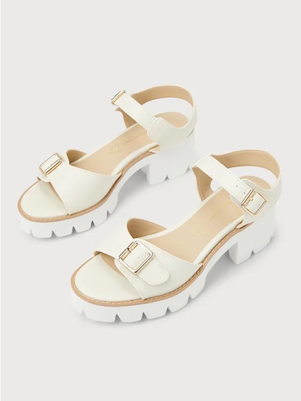 BC So Famous Women’s Size 7 Off White Vegan Leather Platform Lug Sole Summer San